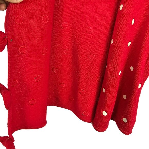 Anne Crimmins Women's S Vintage Red/White Polka Dot Whimsical Bow Front Cardigan - Picture 8 of 10